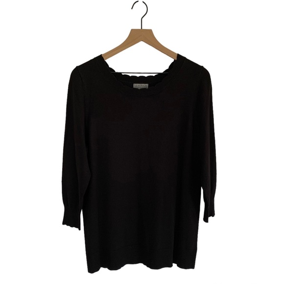 Joseph A. Black Scalloped Sweater - Picture 5 of 10